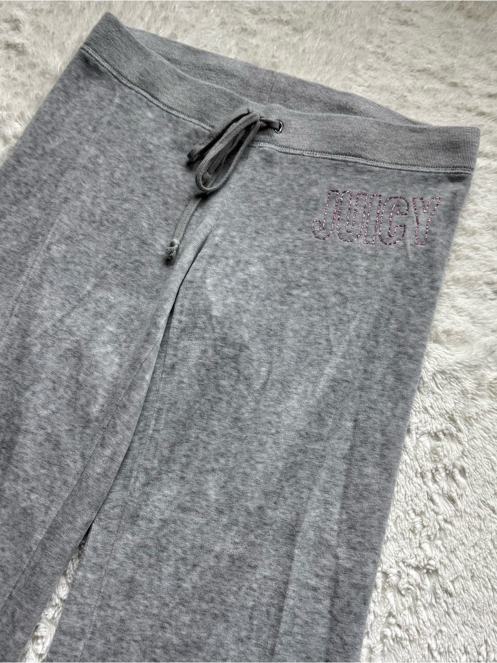 2010 Juicy Couture Velour Track Pants Sweats XS Glitter Indie Sleaze Y2K Glam
